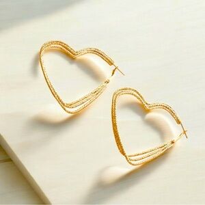 Heart Shaped Gold Hoops